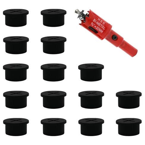 15Pcs 25mm / 1Inch White Cable Cord Grommets with 1Pcs Hole Saw, Desk Grommet, Rubber Wire Grommets, Wall Grommet for Cables in Saudi Arabia
