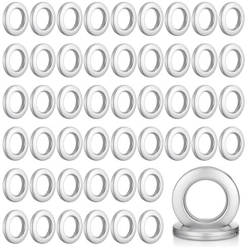 50 Packs Curtain Grommets 1-9/16 "(40mm) Inner Diameter Plastic Curtain Ring Eyelets Low Noise Grommets for Living Room Bathroom Window Curtains, Matte Silver in Saudi Arabia
