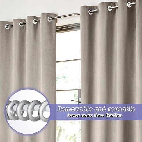 50 Packs Curtain Grommets 1-9/16 "(40mm) Inner Diameter Plastic Curtain Ring Eyelets Low Noise Grommets for Living Room Bathroom Window Curtains, Matte Silver in Saudi Arabia