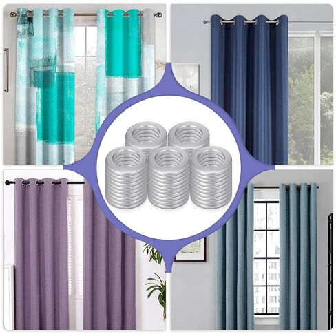 50 Packs Curtain Grommets 1-9/16 "(40mm) Inner Diameter Plastic Curtain Ring Eyelets Low Noise Grommets for Living Room Bathroom Window Curtains, Matte Silver in Saudi Arabia
