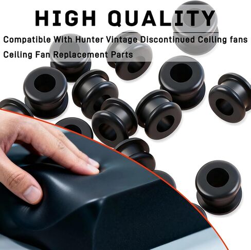 20PCS New Black Upgrade Rubber Grommets Compatible with Hunter Vintage/Discontinued Ceiling Fans, Ceiling Fan Replacement Parts for Blades, Screws, Balance Kit & Mounting Bracket in Kuwait