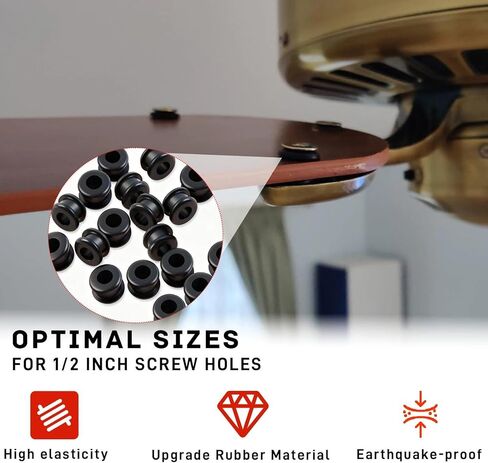 20PCS New Black Upgrade Rubber Grommets Compatible with Hunter Vintage/Discontinued Ceiling Fans, Ceiling Fan Replacement Parts for Blades, Screws, Balance Kit & Mounting Bracket in Kuwait
