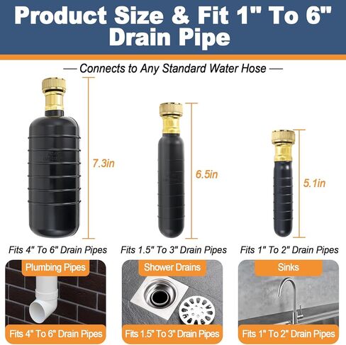 Drain Cleaning Bladder 1.5"–3", Durable Rubber Bladders Tool for Sink Shower Pipe & Sewer Unclogging in Saudi Arabia