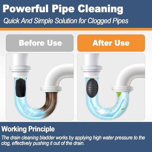 Drain Cleaning Bladder 1.5"–3", Durable Rubber Bladders Tool for Sink Shower Pipe & Sewer Unclogging in Saudi Arabia