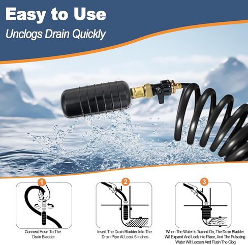 Drain Cleaning Bladder 1.5"–3", Durable Rubber Bladders Tool for Sink Shower Pipe & Sewer Unclogging in Saudi Arabia