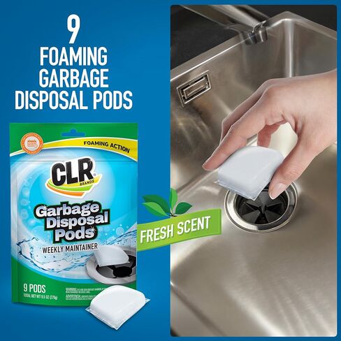 CLR Brands® Garbage Disposal Foaming Cleaner combines a powerful fast-dissolving formula with a fresh, clean-scented pod to safely clean and remove disposal odors without scrubbing. Use weekly. in Kuwait