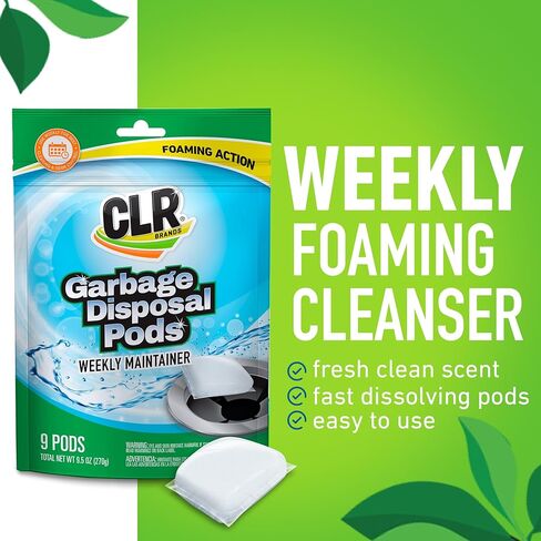 CLR Brands® Garbage Disposal Foaming Cleaner combines a powerful fast-dissolving formula with a fresh, clean-scented pod to safely clean and remove disposal odors without scrubbing. Use weekly. in Kuwait