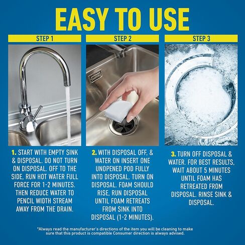 CLR Brands® Garbage Disposal Foaming Cleaner combines a powerful fast-dissolving formula with a fresh, clean-scented pod to safely clean and remove disposal odors without scrubbing. Use weekly. in Kuwait