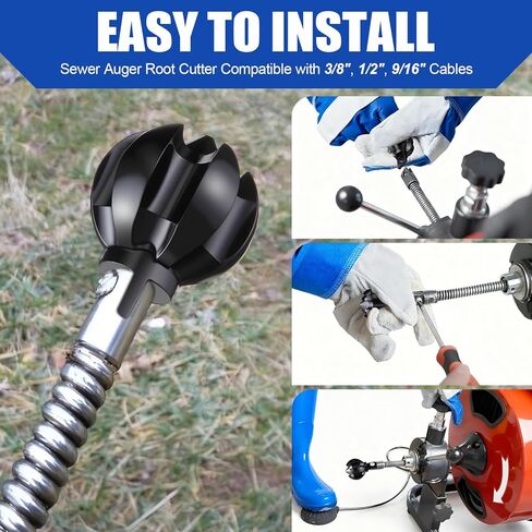 مرفق حفر ثعبان الصرف الصحي من Enhon، رأس قطع الجذر الحلزوني بقطر 1.2 بوصة لثقب الصرف، مرفق ثعبان المجاري العالمي مع واجهة 0.25 بوصة، يناسب أنابيب 1.5-3 بوصة في المطبخ والحمام والحمام in Kuwait