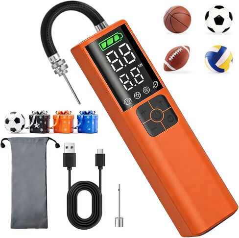 Z10 Electric Ball Pump for Sport Ball,2000mAh 15 PSI Portable Automatic Air Pump Fast Ball Inflator with 2 Needles,Precise Pressure Gauge for Basketball Football Volleyball Soccer in Kuwait