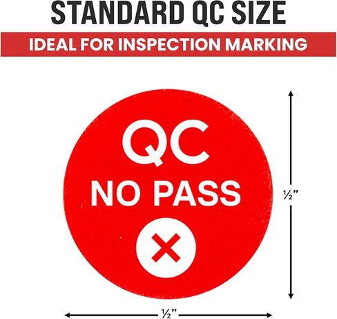 500pcs QC No Pass Stickers, 0.5" Inspection Fail Stickers for Quality Control in Saudi Arabia