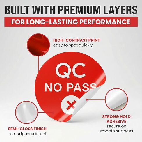 500pcs QC No Pass Stickers, 0.5" Inspection Fail Stickers for Quality Control in Saudi Arabia
