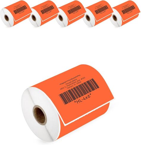 HOUSELABELS 4" x 6" Orange Shipping Labels on 1" Core Compatible with Zebra and Rollo Printers, 4 Rolls / 250 Labels per Roll in Saudi Arabia