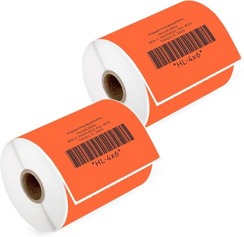 HOUSELABELS 4" x 6" Orange Shipping Labels on 1" Core Compatible with Zebra and Rollo Printers, 4 Rolls / 250 Labels per Roll in Saudi Arabia