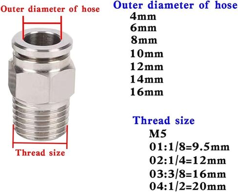 1PCS 304 Stainless Steel Pneumatic Hose Fitting PC PL Air Tube Connector 1/8 1/4 3/8 1/2 Quick Release Pipe Fittings(PC,6MM_3/8") in Saudi Arabia