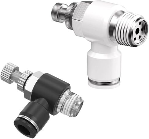 Tracheal Quick Connector Speed Control Switch Regulating Valve Throttle Pneumatic Adjustable Cylinder SL6/8/01/01/M510 1Pcs(白色SL6-02(高端)) in Kuwait