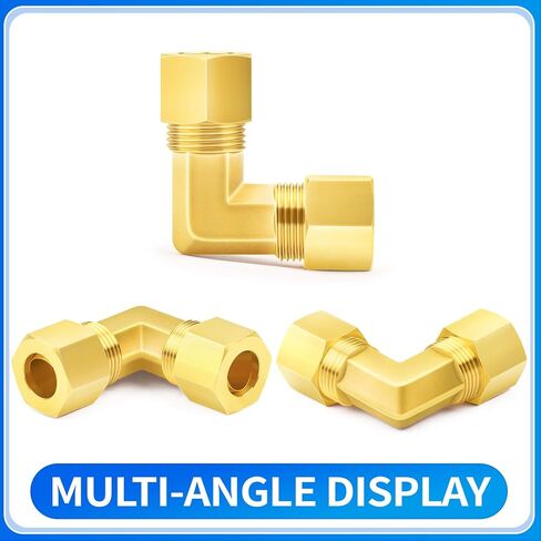 ChillWaves Brass Compression Tube Fitting, 3/8" OD x 3/8" OD 90 Degree Elbow Compression Union Connector(5-PACK) in Saudi Arabia