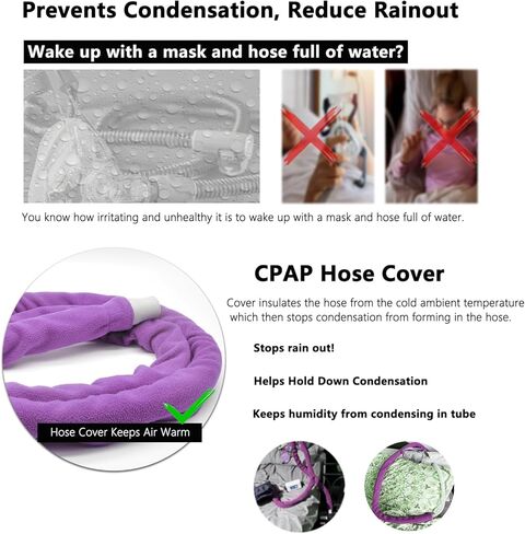 غطاء خرطوم CPAP بطول 6 أقدام، غلاف أنبوبي ناعم، يمنع المطر بشكل مريح وآمن (أرجواني، 6 أقدام) in Kuwait