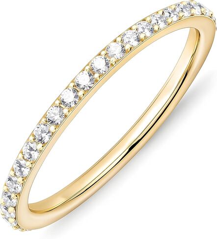 Gelbesty Gold Wedding Band Rings for Women, Cubic Zirconia Promise Eternity Engagement Rings for Her, Non Tarnish Silver Stackable Thumb Pinky Band Size 4/5/6/7/8/9/10/11 in Kuwait