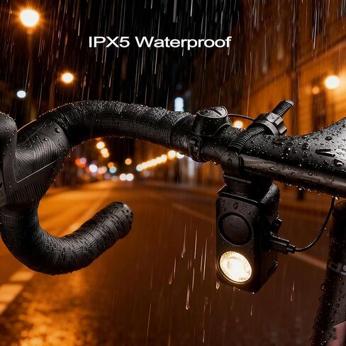 مجموعة مصابيح الدراجة DRCKHROS مع قرن بصوت عالٍ 130 ديسيبل - مصباح أمامي وخلفي للدراجة قابل لإعادة الشحن USB-C، مقاوم للماء IPX5 | يناسب الدراجات الجبلية/الطرق/الدراجات الكهربائية والدراجات البخارية للبالغين والأطفال in Kuwait