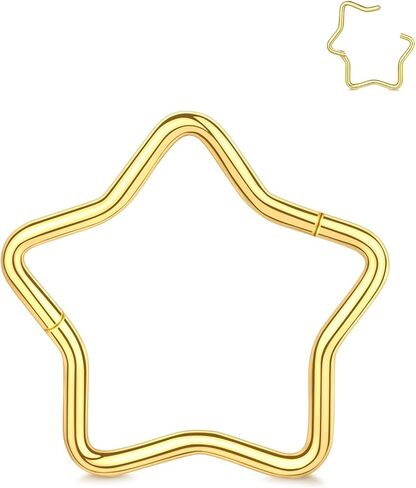 Oveta Star Septum Ring Titanium, Septum Clicker Nose Ring Hoop 10mm, Helix Conch Piercing Jewelry 16G, 1Piece in Saudi Arabia