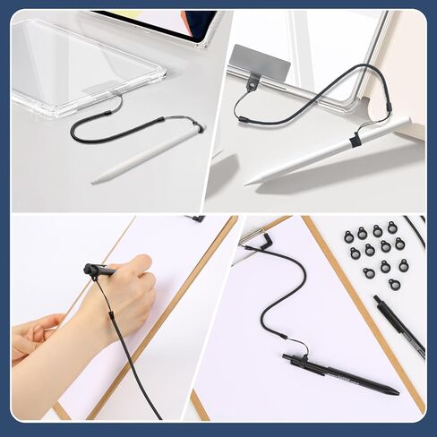 15 Pcs Pen Lanyards, Elastic Retractable Stylus Tether with Silicone Rings, Anti-Loss Pen Leash for Clipboard Tablet Touchscreen, Stylus Holder for Drawing Tool and Digital Devices in Kuwait