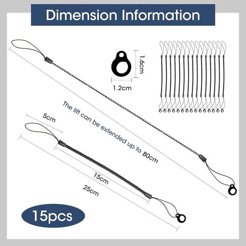 15 Pcs Pen Lanyards, Elastic Retractable Stylus Tether with Silicone Rings, Anti-Loss Pen Leash for Clipboard Tablet Touchscreen, Stylus Holder for Drawing Tool and Digital Devices in Kuwait