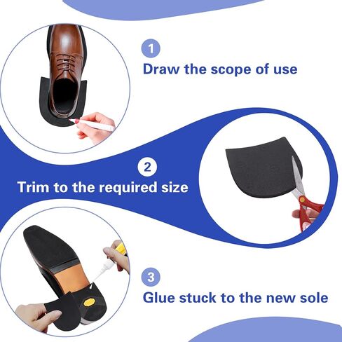 2 Pairs Shoe Repair Rubber Heels, 6 mm Thickness Anti Slip Boot Heel Cuttable Replacement Black Rubber Pad for Men's and Woman's Shoes, 3.5 x 3.7 Inch in Kuwait
