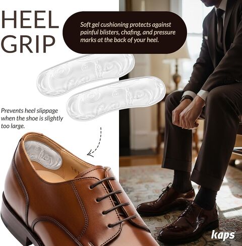 KAPS Heel Grips 3 Pairs - Gel Heel Cushions for Men & Women, Anti-Slip Shoe Inserts for High Heels, Dress Shoes & Flats, Prevents Blisters, European Quality (3 Gel Heel Grips) in Saudi Arabia