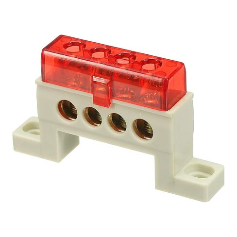 MECCANIXITY Terminal Ground Bar, 4 Positions Screw Brass Terminal Bus Bar, 7x11mm Ground Block for Electrical Equipment, Distribution Box, Red in Saudi Arabia