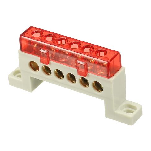 MECCANIXITY Terminal Ground Bar, 4 Positions Screw Brass Terminal Bus Bar, 7x11mm Ground Block for Electrical Equipment, Distribution Box, Red in Saudi Arabia