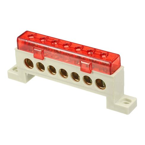 MECCANIXITY Terminal Ground Bar, 4 Positions Screw Brass Terminal Bus Bar, 7x11mm Ground Block for Electrical Equipment, Distribution Box, Red in Saudi Arabia