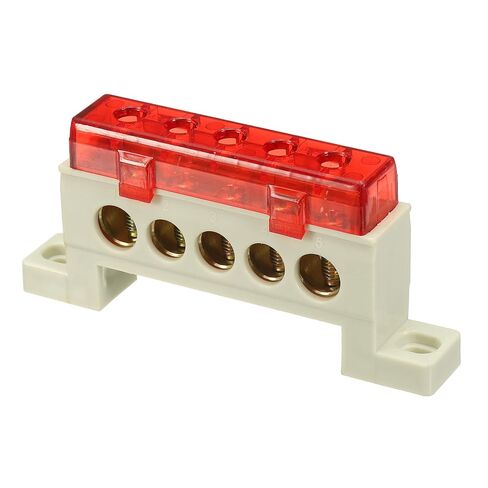 MECCANIXITY Terminal Ground Bar, 4 Positions Screw Brass Terminal Bus Bar, 7x11mm Ground Block for Electrical Equipment, Distribution Box, Red in Saudi Arabia