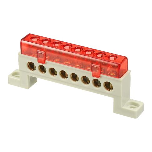 MECCANIXITY Terminal Ground Bar, 4 Positions Screw Brass Terminal Bus Bar, 7x11mm Ground Block for Electrical Equipment, Distribution Box, Red in Saudi Arabia