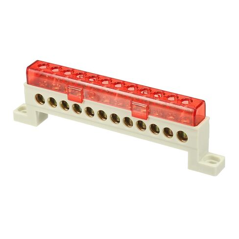 MECCANIXITY Terminal Ground Bar, 4 Positions Screw Brass Terminal Bus Bar, 7x11mm Ground Block for Electrical Equipment, Distribution Box, Red in Saudi Arabia