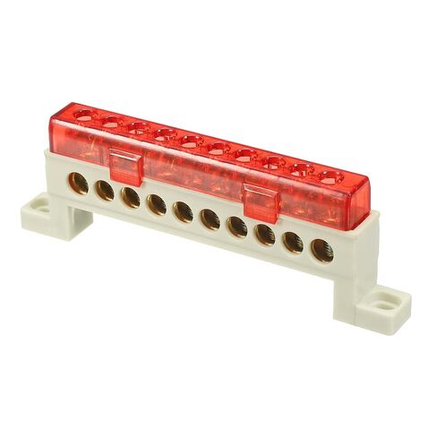 MECCANIXITY Terminal Ground Bar, 4 Positions Screw Brass Terminal Bus Bar, 7x11mm Ground Block for Electrical Equipment, Distribution Box, Red in Saudi Arabia