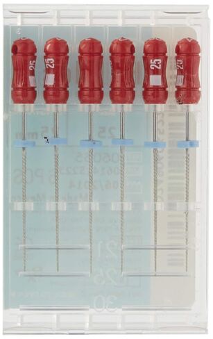 6065 Endo Hand K-File, 0.02 mm Taper, 25 mm Length, Stainless Steel, #25 Tip Size, Red (Pack of 6) in Saudi Arabia