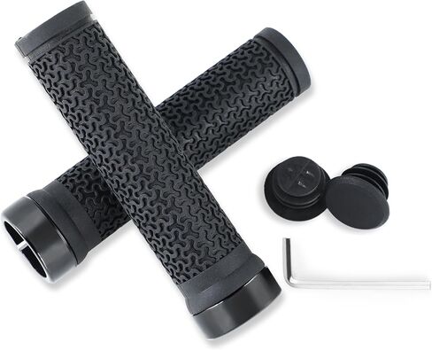 Bike Handlebar Grips 131mm Rubber Ergonomic Anti-Slip Bicycle Grips with End Caps & Screws, Shock-Absorbing Comfortable Lock-On Grips for 22.2mm MTB BMX Folding Bike E-Bike City Scooter in Saudi Arabia