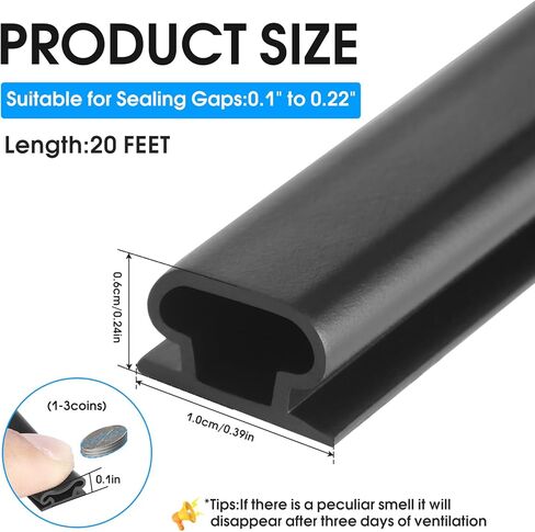 D-Shaped Self Adhesive Door Weather Stripping, Door Seal Strip for Door Frame Window & Garage Door, 20Ft Black (3/8" W × 1/4" T) Soundproof Draft Stopper for Dust Blocking & Energy Saving in Saudi Arabia