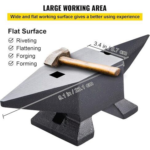 Happybuy Cast Iron Anvil, 22 Lbs/10kg, Large Countertop, Stable Base, High Hardness, for Shaping and Bending and Work, Black in Saudi Arabia