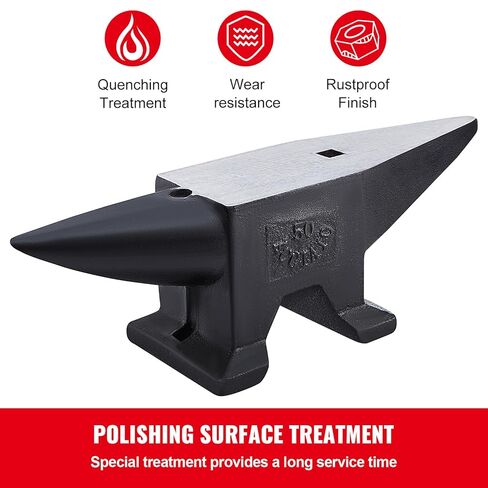 Happybuy Cast Iron Anvil, 110 Lbs (50 kg) Single Horn, Large Countertop, Stable Base, High Hardness Round Horn for Bending and Shaping in Saudi Arabia