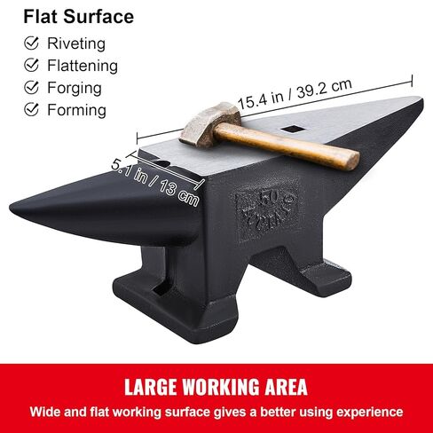 Happybuy Cast Iron Anvil, 110 Lbs (50 kg) Single Horn, Large Countertop, Stable Base, High Hardness Round Horn for Bending and Shaping in Saudi Arabia