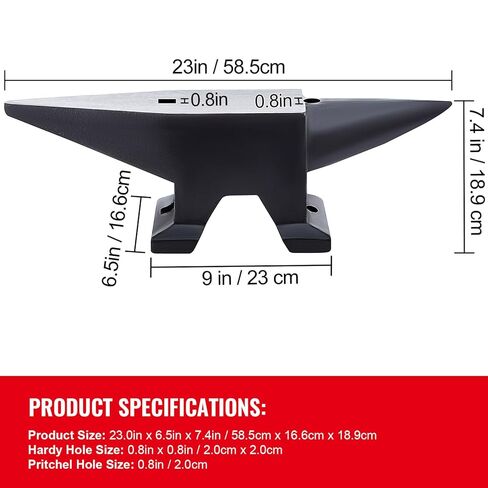 Happybuy Cast Iron Anvil, 110 Lbs (50 kg) Single Horn, Large Countertop, Stable Base, High Hardness Round Horn for Bending and Shaping in Saudi Arabia