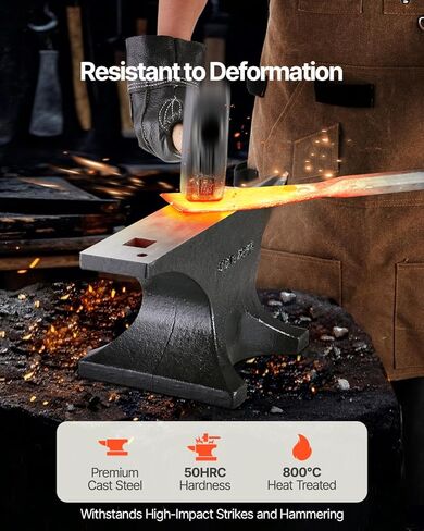 Happybuy Single Horn Anvil, 55lbs Cast Steel Anvil, High Hardness Rugged Round Horn Anvil for Blacksmiths, with Large Countertop and Stable Base, Metal Working Tool for Metal Bending in Saudi Arabia