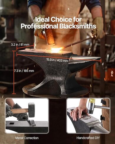 Happybuy Single Horn Anvil, 55lbs Cast Steel Anvil, High Hardness Rugged Round Horn Anvil for Blacksmiths, with Large Countertop and Stable Base, Metal Working Tool for Metal Bending in Saudi Arabia