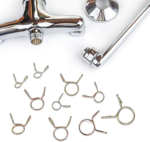 BESTYASH 120pcs Color Zinc-plated Spring Hose Clamps Set, Transmission Hose Fixing Clamps for Water Pipe Tubing, Metal Tube Clips Kit for Automotive and Industrial Use in Kuwait