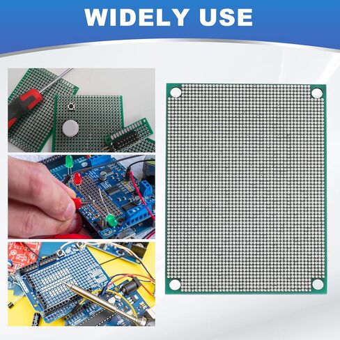 MECCANIXITY 2 قطعة لوح تجارب قابل للحام 80 مم × 60 مم لوحات PCB للدائرة الخضراء مزدوجة الجوانب مطلية بالقصدير لوحة نموذج PCB للنماذج الأولية للإلكترونيات، مشاريع الدوائر اليدوية in Saudi Arabia