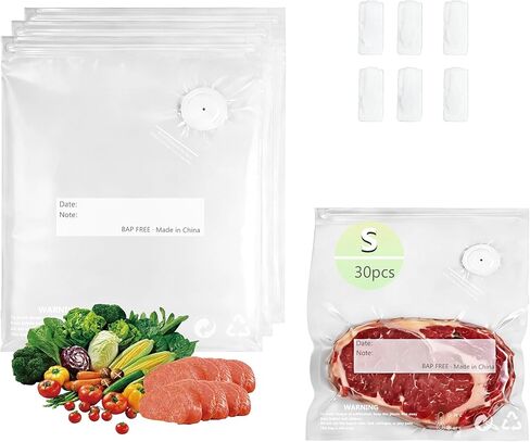 Reusable Vacuum Sealer Bags for Food – 30 Pack 10.2 * 13.4 Inches, Leak-Proof & BPA-Free, Includes 3 Free Bag Clips, Ideal for Food Storage, Freezer & Handheld Vacuum Sealer Compatible | Leak-Proof, BPA-Free, Triple seal, 90 μm Thickened bag, Superior sea in Saudi Arabia