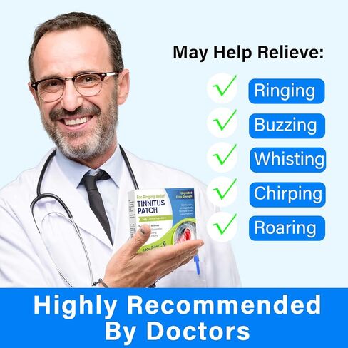 Topicy Tinnitus Relief for Ringing Ears, (50Pcs) Tinnitus Relief Patches, Natural Herbal Blend, Support Ear Tinnitus Relief for Men & Women, Blue in Kuwait