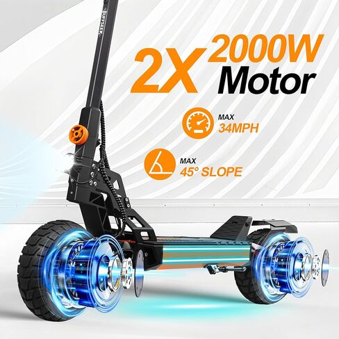 Electric Scooter,1600W Dual Motor,Up to 37MPH Folding E Scooter, 10'' Tires,3 Speed Modes,Dual Brakes,Dual Suspension Fast E-Scooter for Campus Passage Urban Travel for Adults and Teens,UL Certified in Saudi Arabia